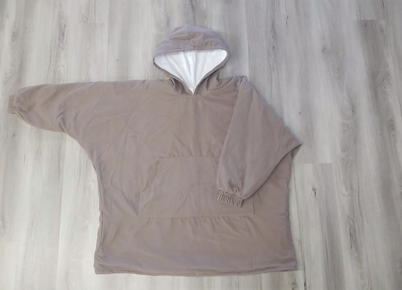 Cuddly EMF Hooded Blanket Grey Exterior White Interior